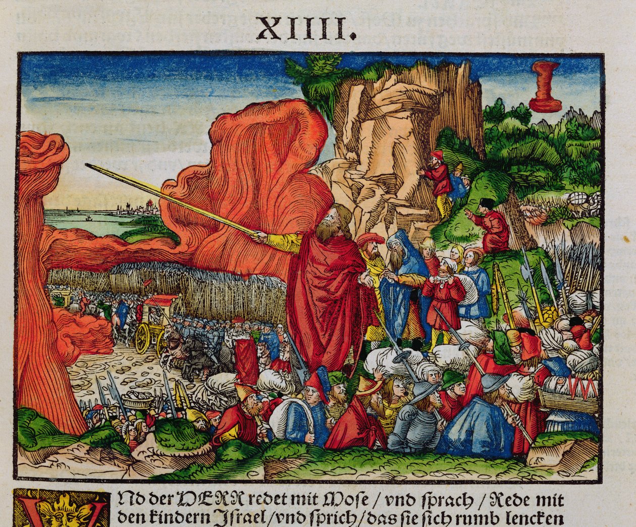 Moses überquert das Rote Meer, aus der Lutherbibel, um 1530 von German School