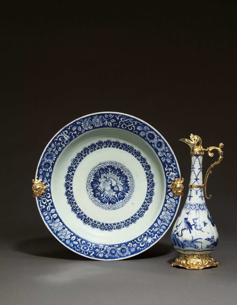 Montierte chinesische Kanne und Schale, Augsburg, ca. 1655-60 von German School