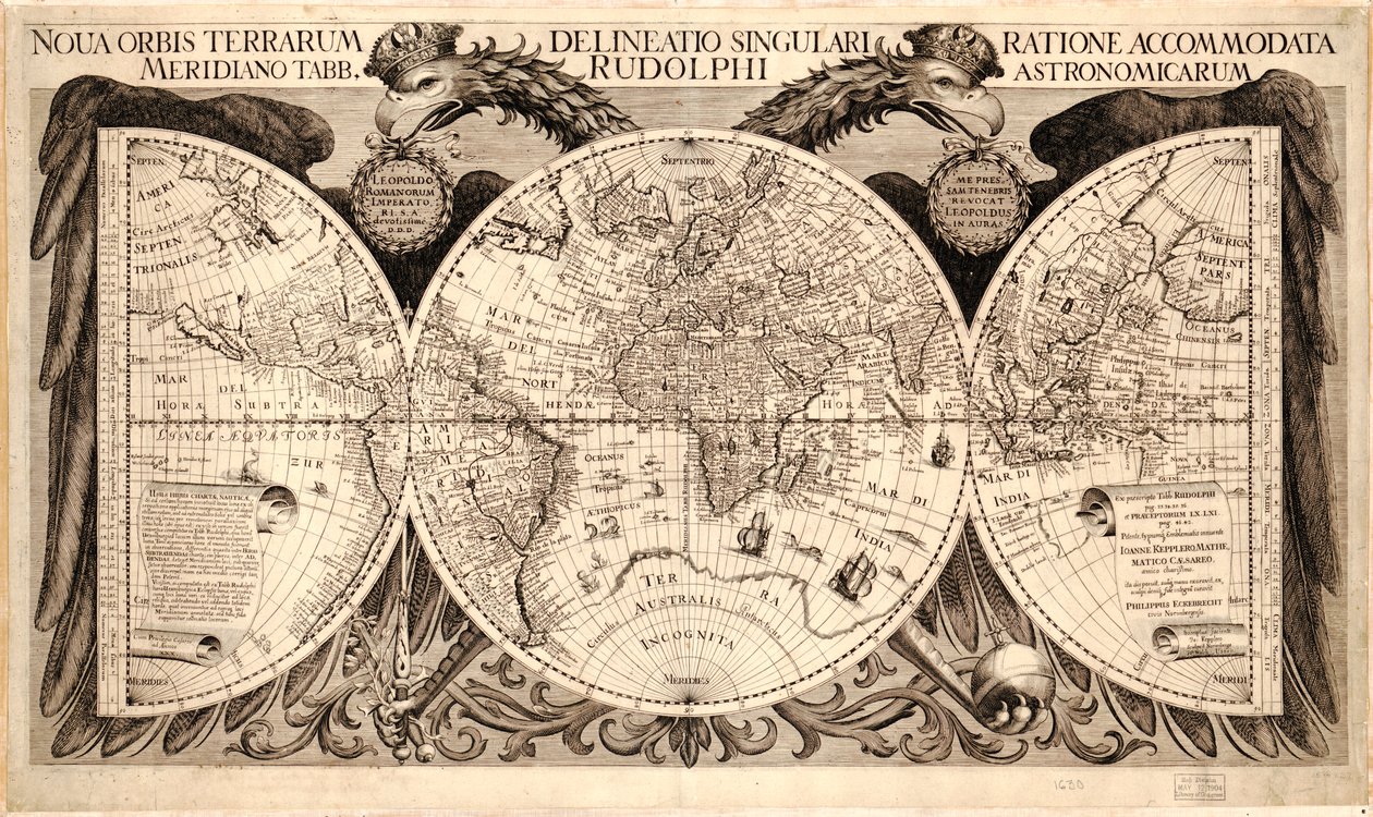 Nova orbis terrarum, aus "Tabulae Rudolphinae" von Johannes Kepler, 1627-30 von German School