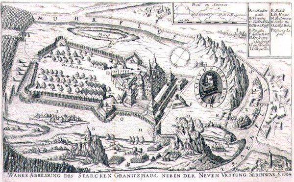 Plan der Granitfestung bei New Serinwar im Jahr 1664, Illustration aus einem Buch über die osmanischen Feldzüge in Europa, graviert von Paul Furst (c.1605-66) von German School