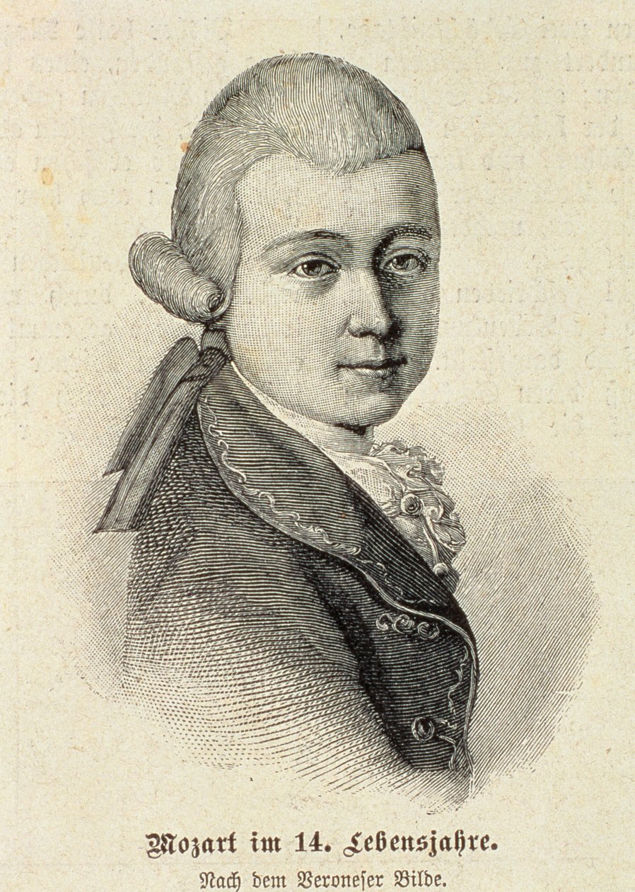 Porträt von Wolfgang Amadeus Mozart (1756-91) von German School