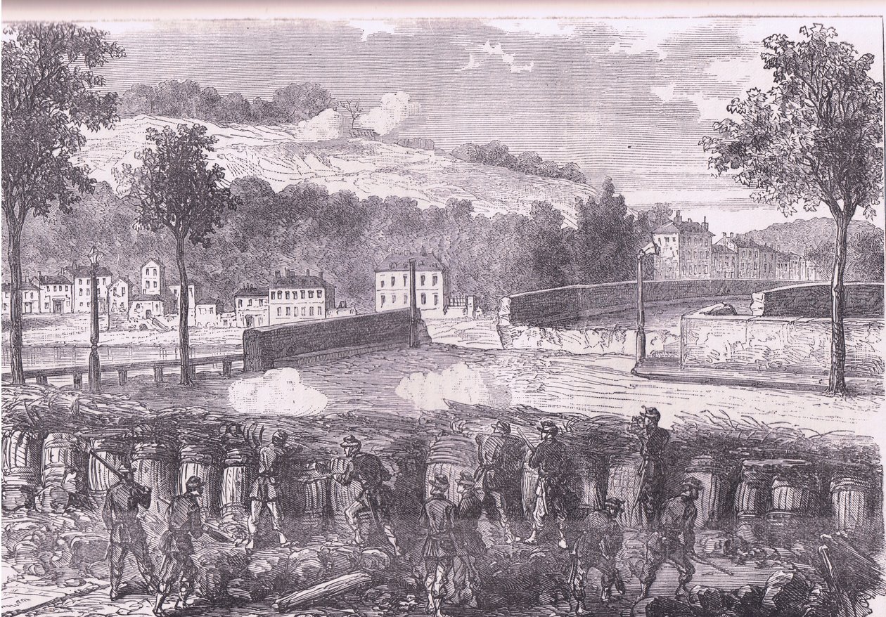Preußische Redoute, die die Brücke von Sèvres beherrscht, Cassells Geschichte des Krieges zwischen Frankreich und Deutschland, veröffentlicht von Cassell and Company Limited, ca. 1890 (Lithografie) von German School