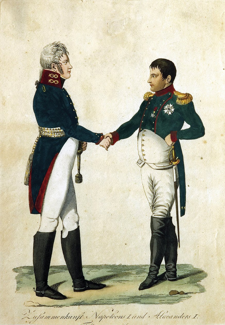 Begegnung von Napoleon und Zar Alexander I. von German School