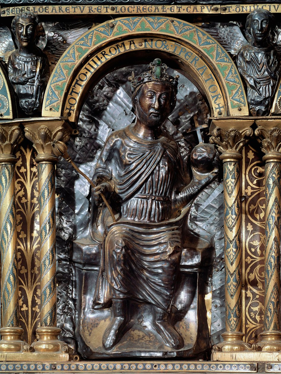 Sarkophag von Karl dem Großen. Darstellung von Kaiser Otto IV. von Braunschweig von German School