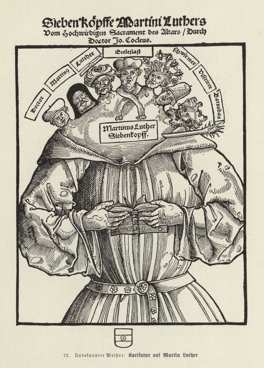 Sieben Köpfe von Martin Luther von German School