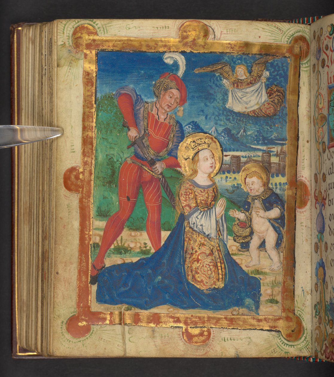 Das Martyrium der heiligen Dorothea (Tinte & Farbe auf Pergament) von German School