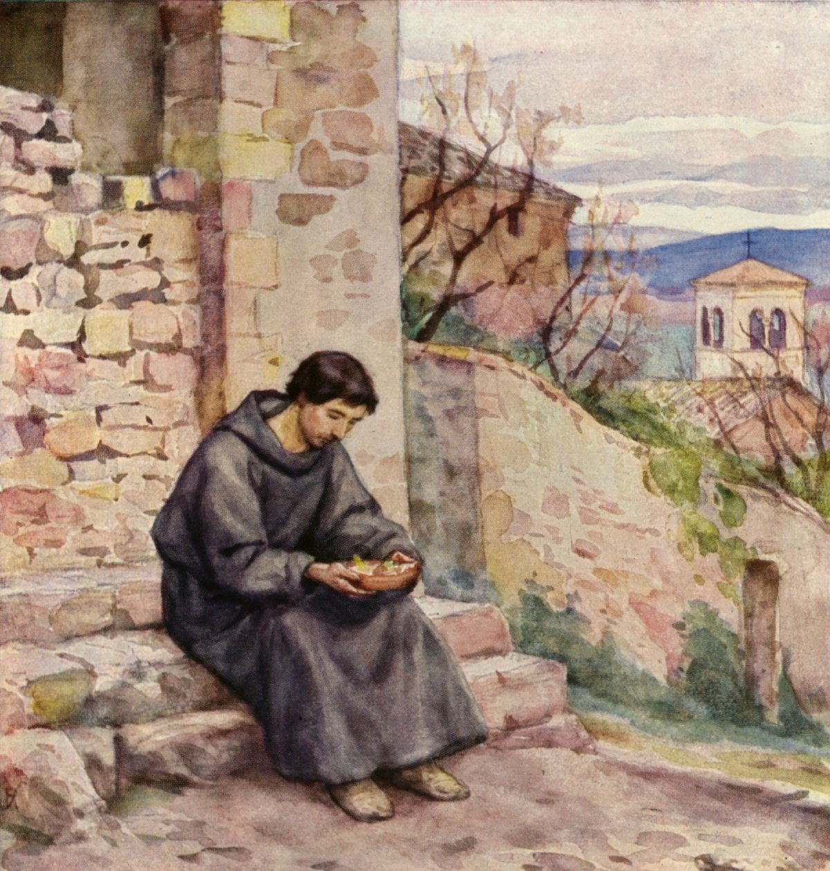 Der heilige Franziskus als Bettler beim Essen von German School