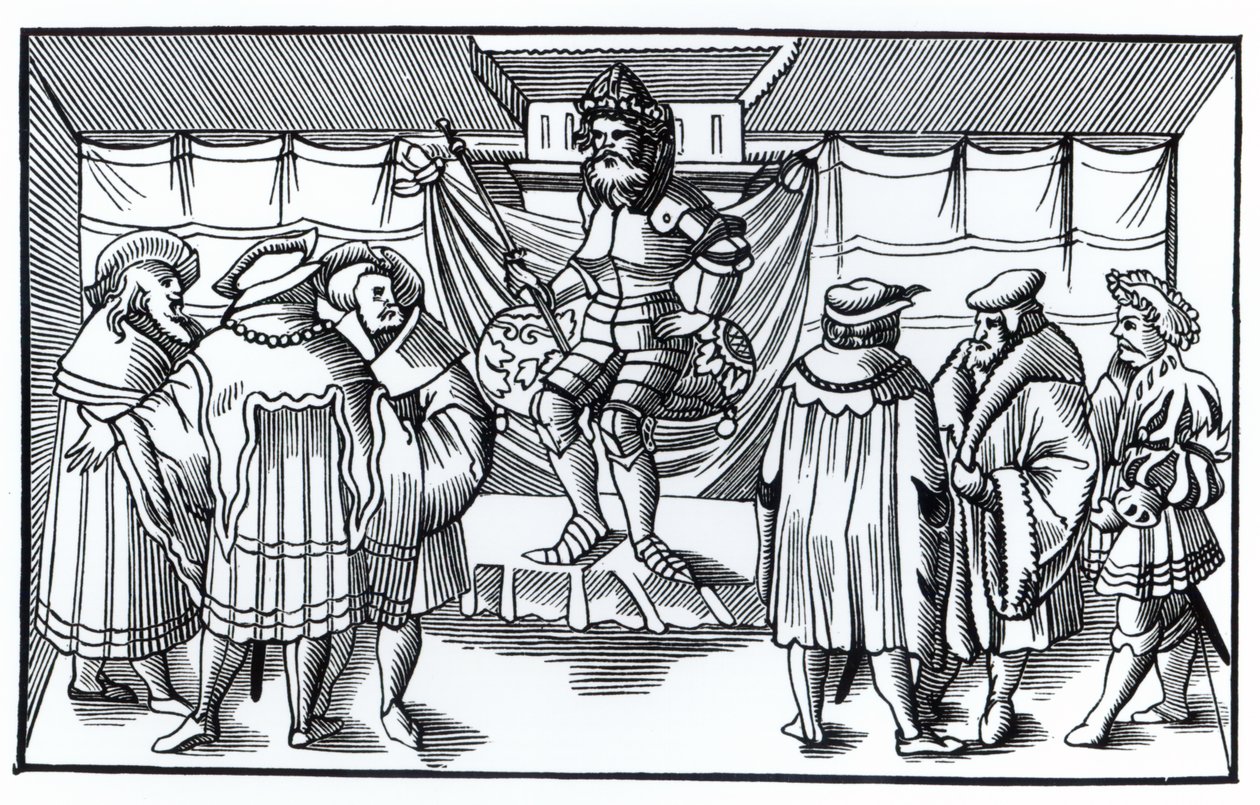 Der Hof eines Barons, nach einem Holzschnitt in Cosmographie Universelle von Munster, veröffentlicht 1552 von German School