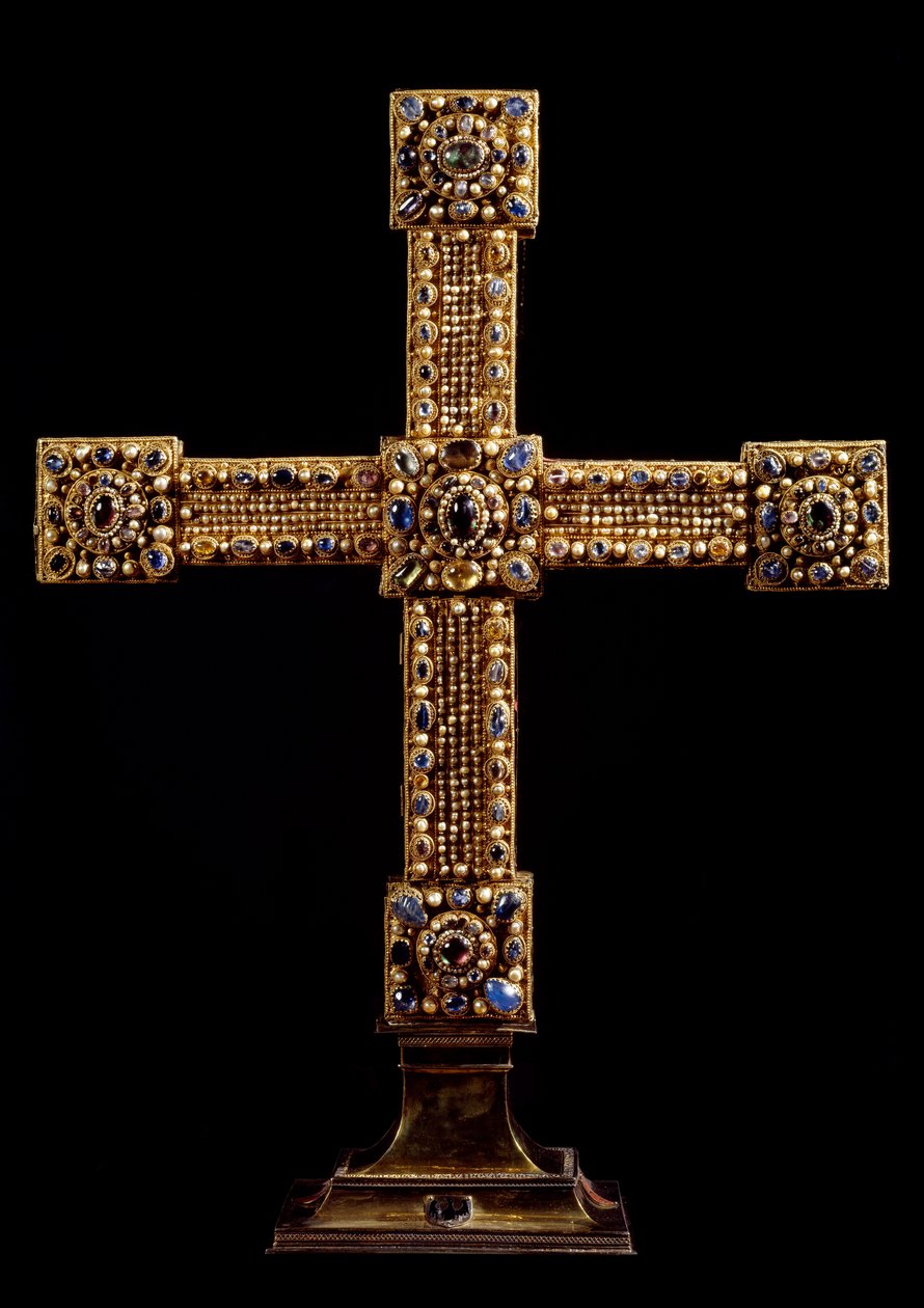 Das Reichskreuz aus Gold, Steinen und Perlen, hergestellt von der deutschen Manufaktur. Anfang 11. Jahrhundert von German School