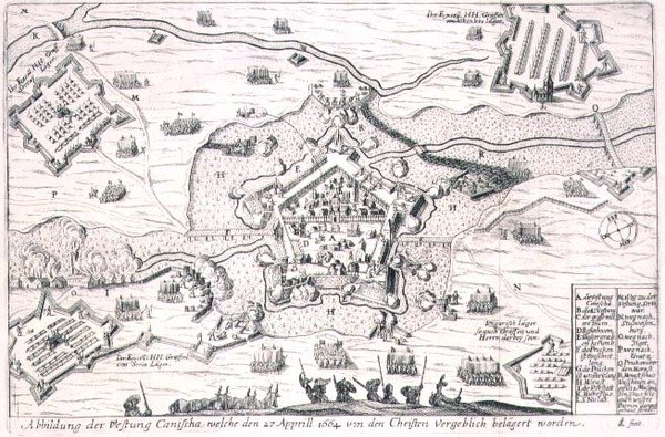Die Festung Canischa, vergeblich von den Christen 1664 belagert, Illustration aus einem Buch über die osmanischen Feldzüge in Europa, gestochen von Paul Furst von German School