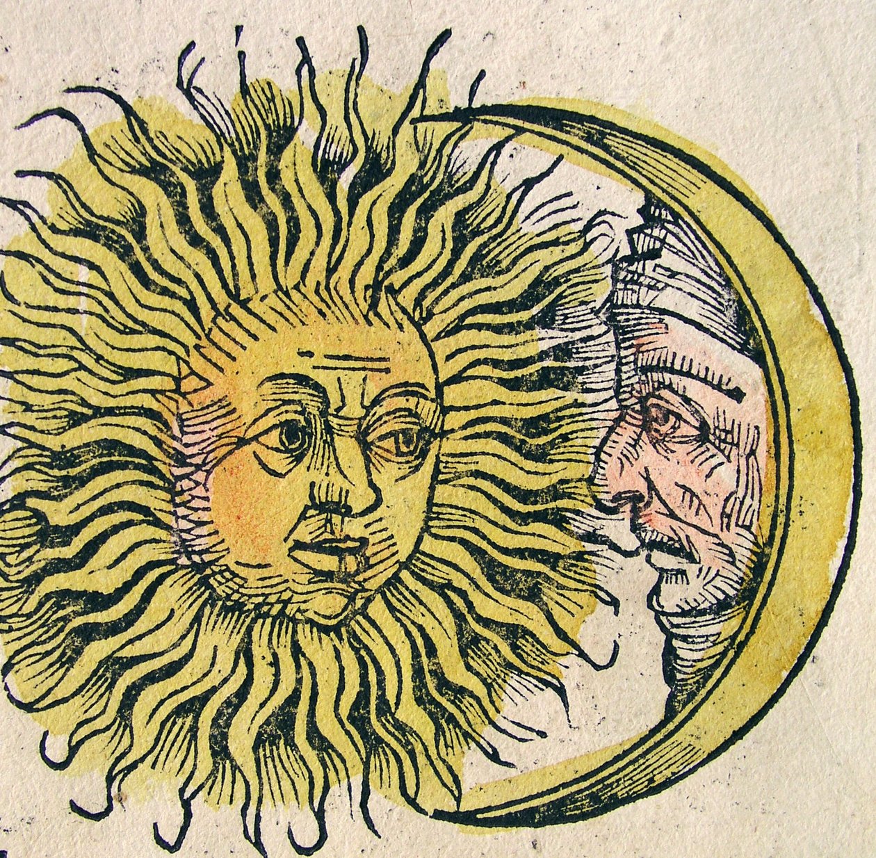 Die Sonne und der Mond, veröffentlicht in der Nürnberger Chronik, 1493 von German School