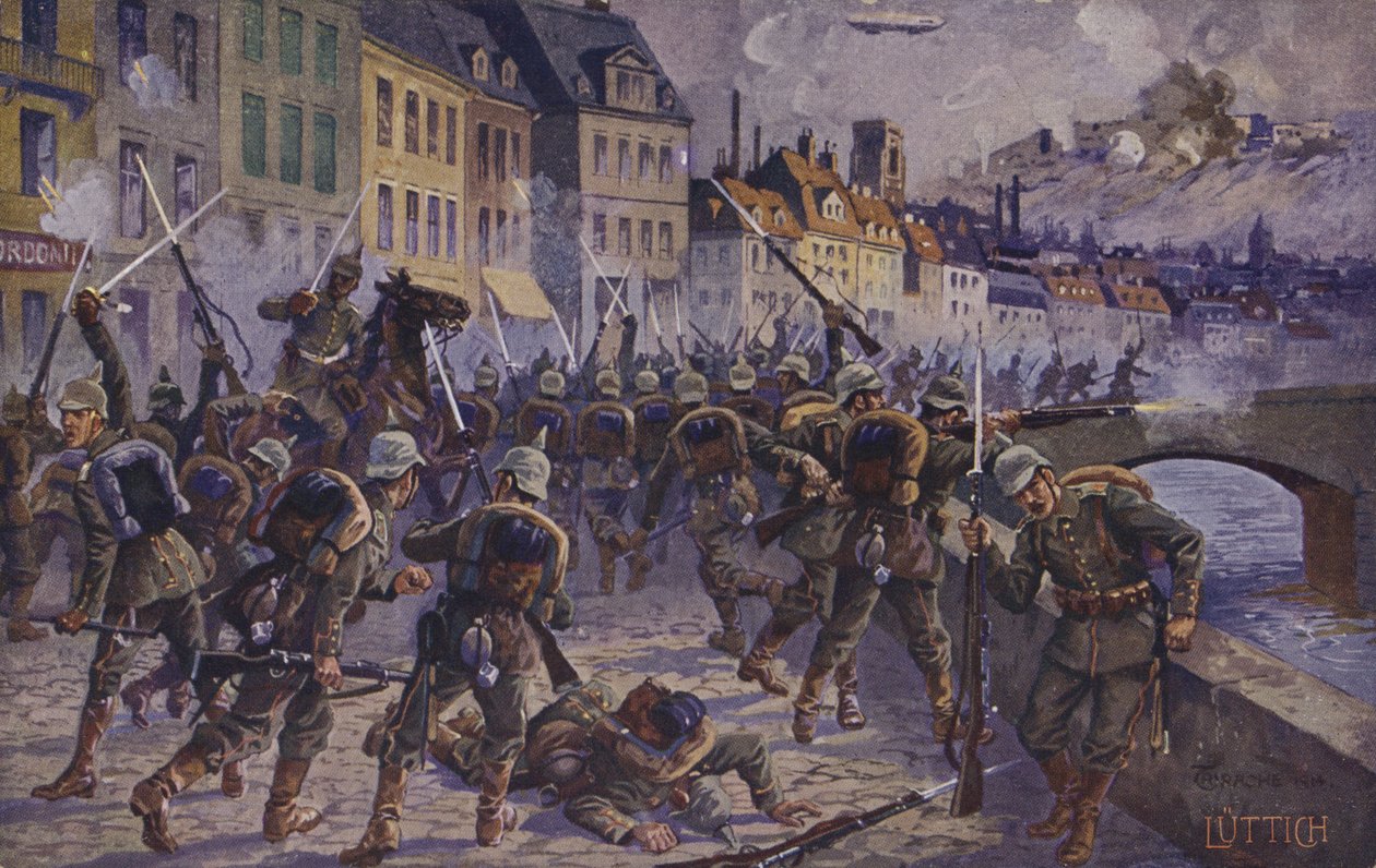 Die Eroberung von Lüttich, Belgien, Erster Weltkrieg, 7. August 1914 von German School