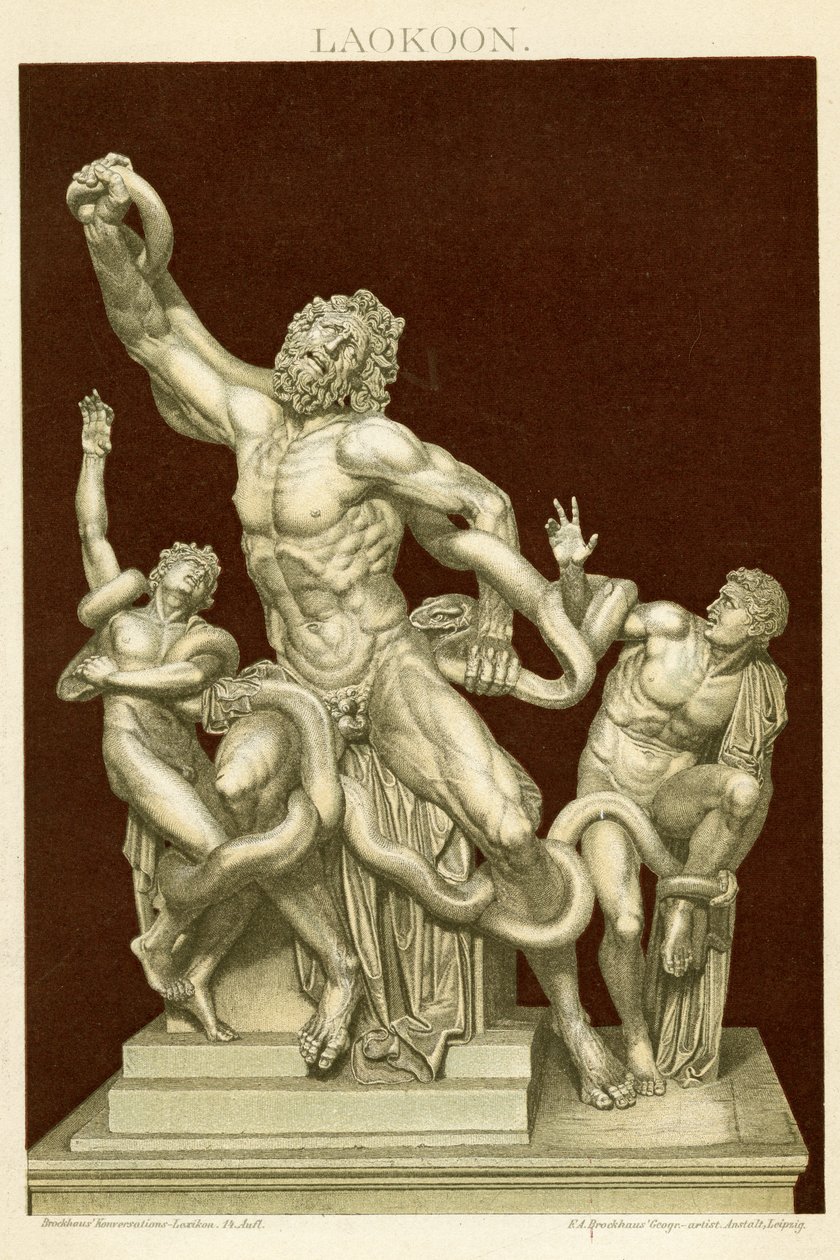 Die Statue von Laokoon und seine Söhne um 1890 (Farblithographie) von German School