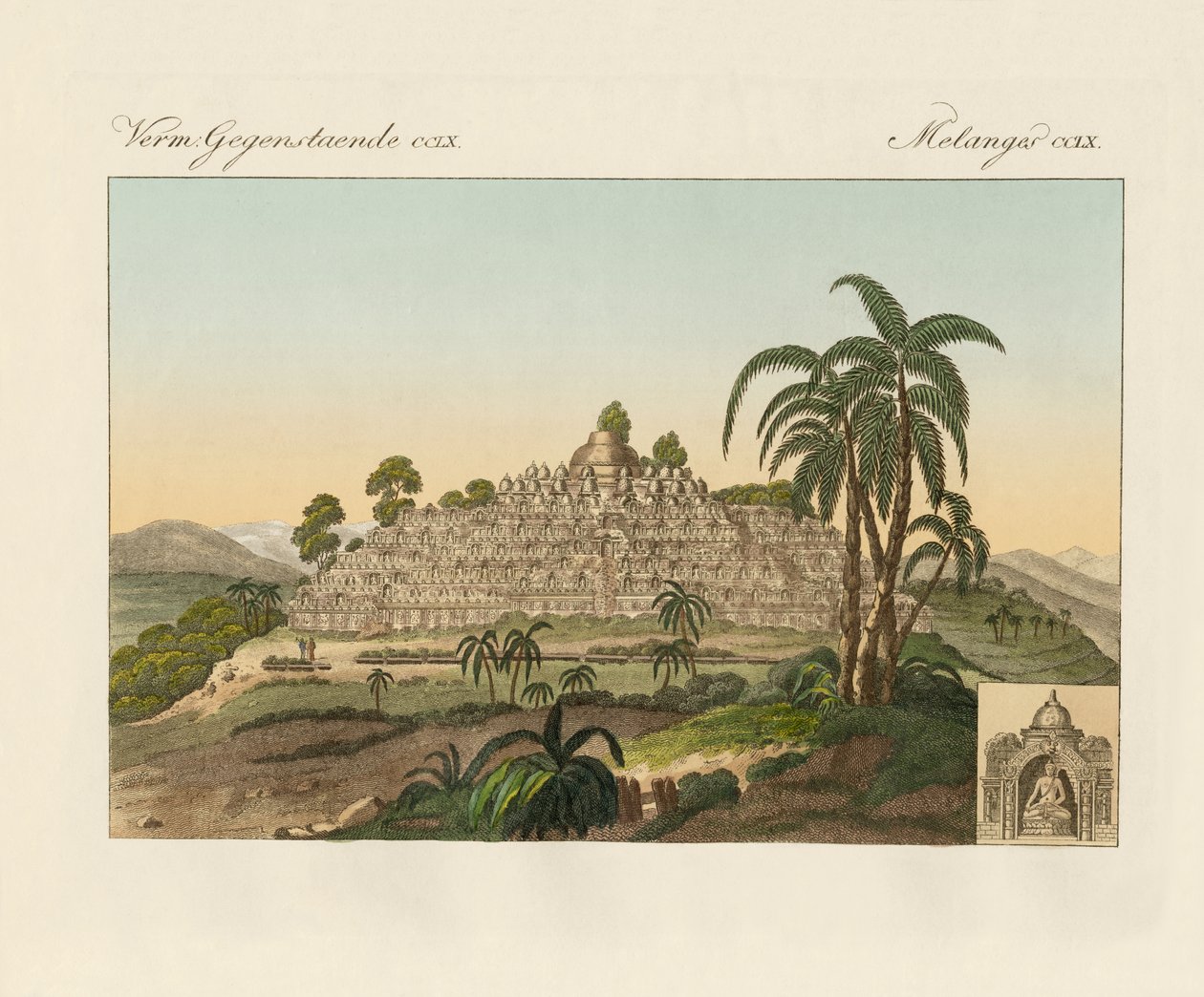 Der Buddha-Tempel von Borobudur in Java von German School