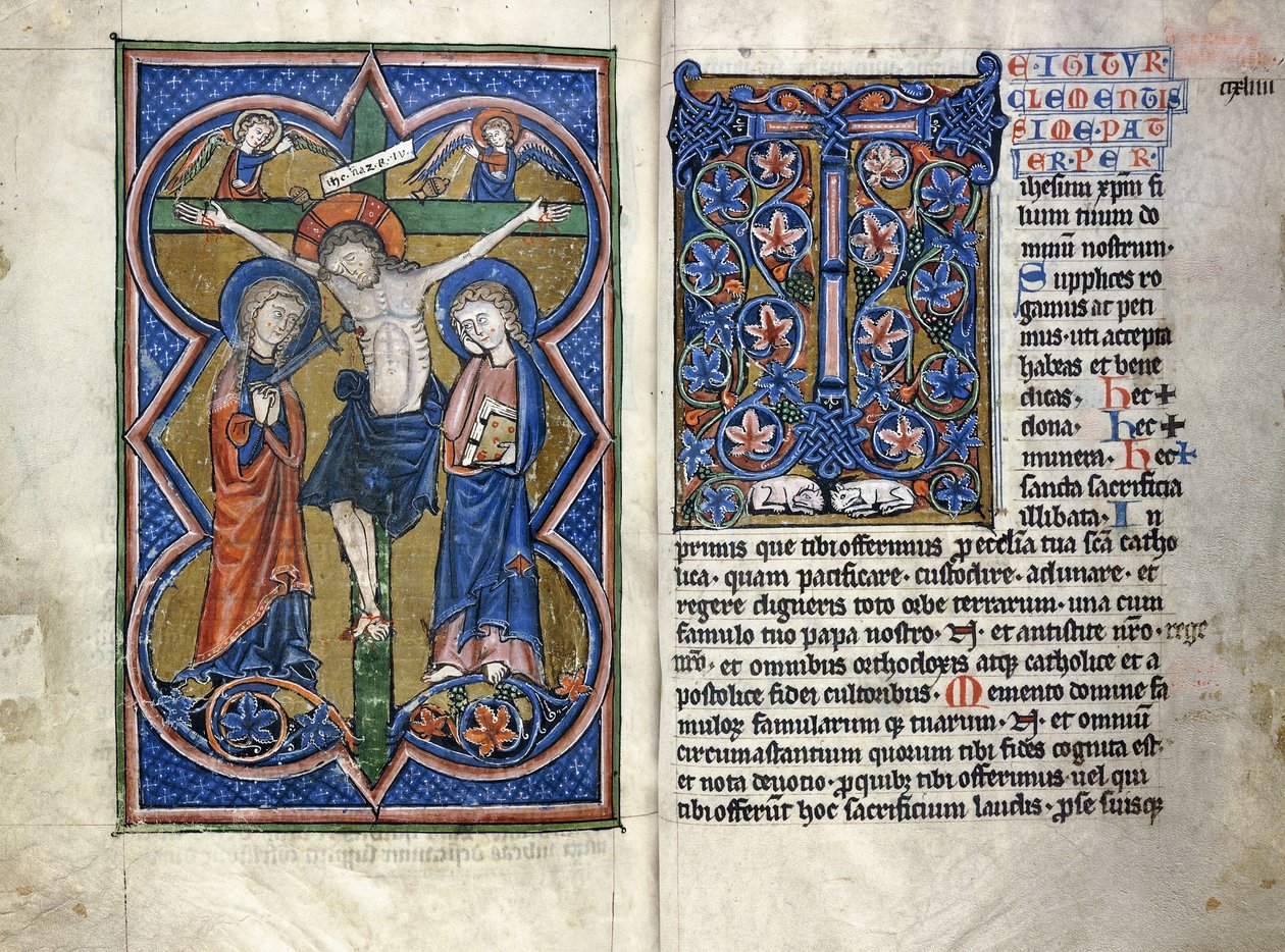 Zwei Seiten aus einem lateinischen Missale aus dem 13. Jahrhundert, aus dem Mittelrheingebiet, ca. 1250-1300 von German School