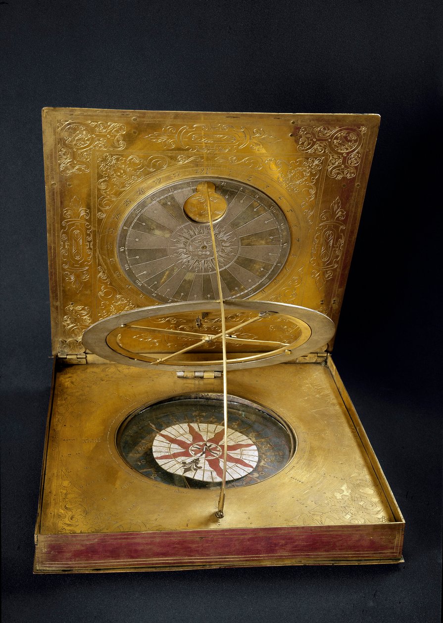 Universale Sonnenuhr aus Kupfer, Gold, Glas und Papier, hergestellt in Deutschland von German School