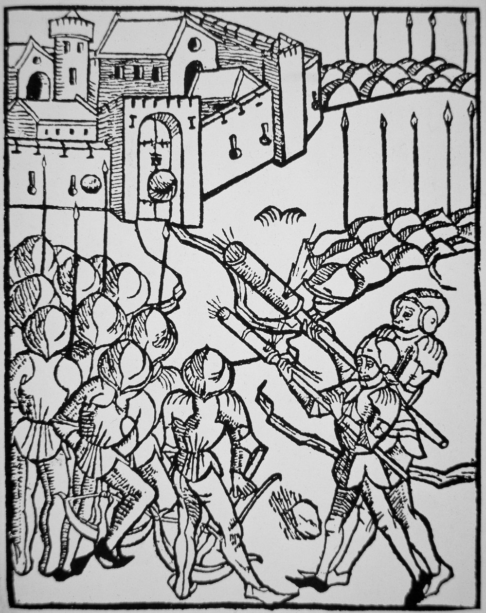 Gebrauch von Handfeuerwaffen im 15. Jahrhundert, Illustration aus dem 