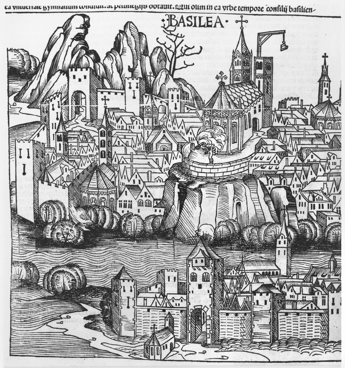Ansicht von Basel, Illustration aus der Chronik von Nürnberg von Hartmann Schedel (1440-1514) 1493 von German School
