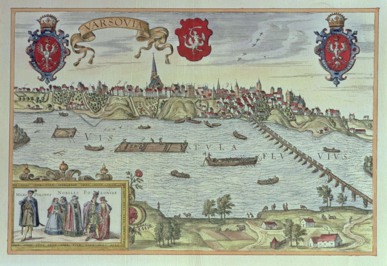 Ansicht der Stadt Warschau am Fluss Weichsel, aus 