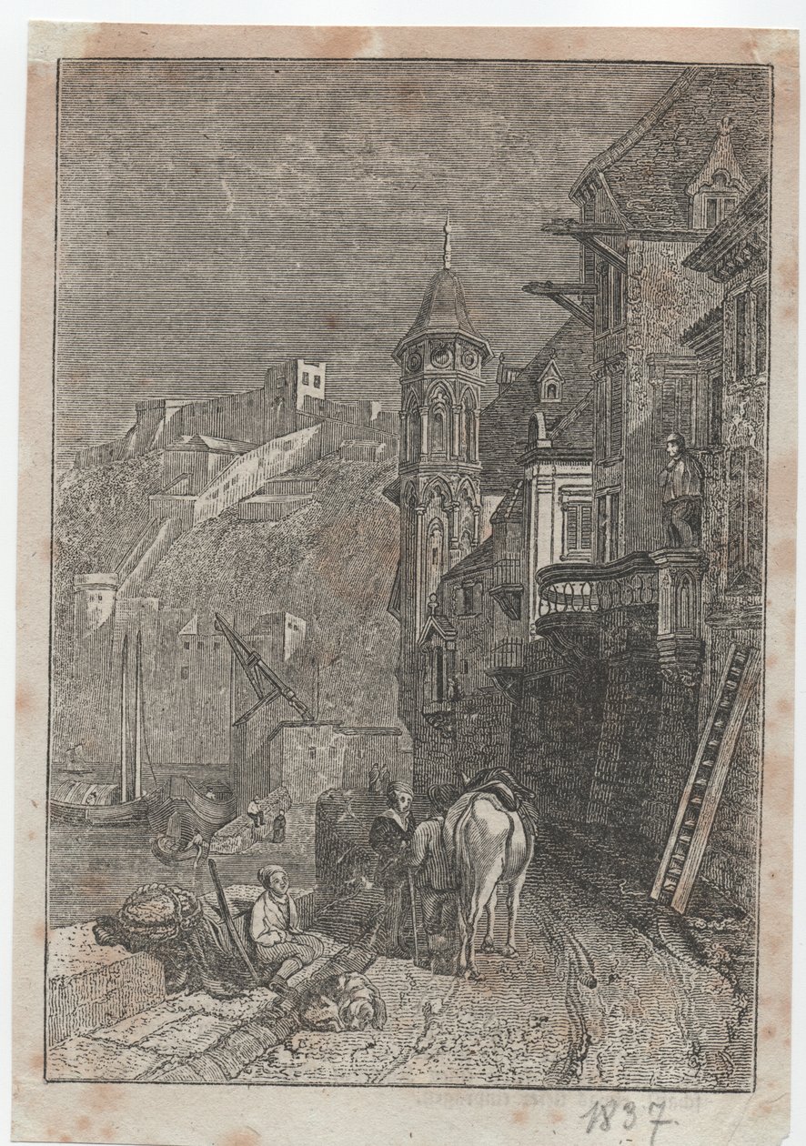 Mittelalterliche Stadtszene von German School