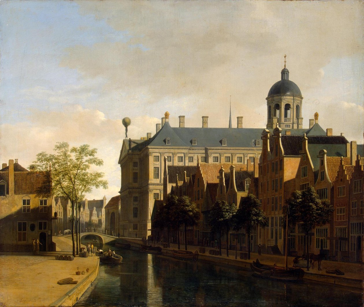 Nieuwezijds Voorburgwal mit dem Amsterdamer Rathaus von Gerrit Adriaenszoon Berckheyde