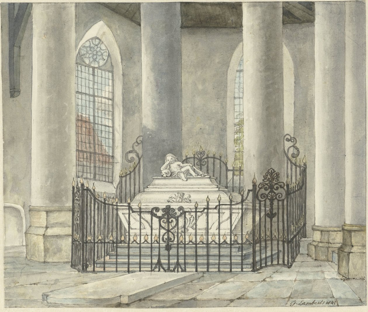Grabmonument von Catharina Alida van der Dussen in einer Kirche in Culemborg von Gerrit Lamberts