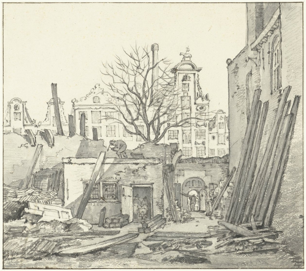 Der Abriss des West-Indischen Hauses in Amsterdam von Gerrit Lamberts