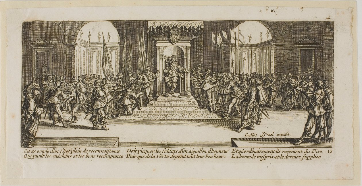 Verteilung der Belohnungen, Platte achtzehn aus Die großen Leiden des Krieges von Gerrit Lucasz van Schagen