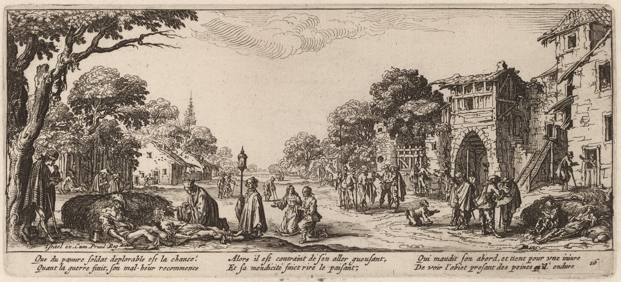 Sterbende Soldaten am Straßenrand von Gerrit van Schagen after Jacques Callot