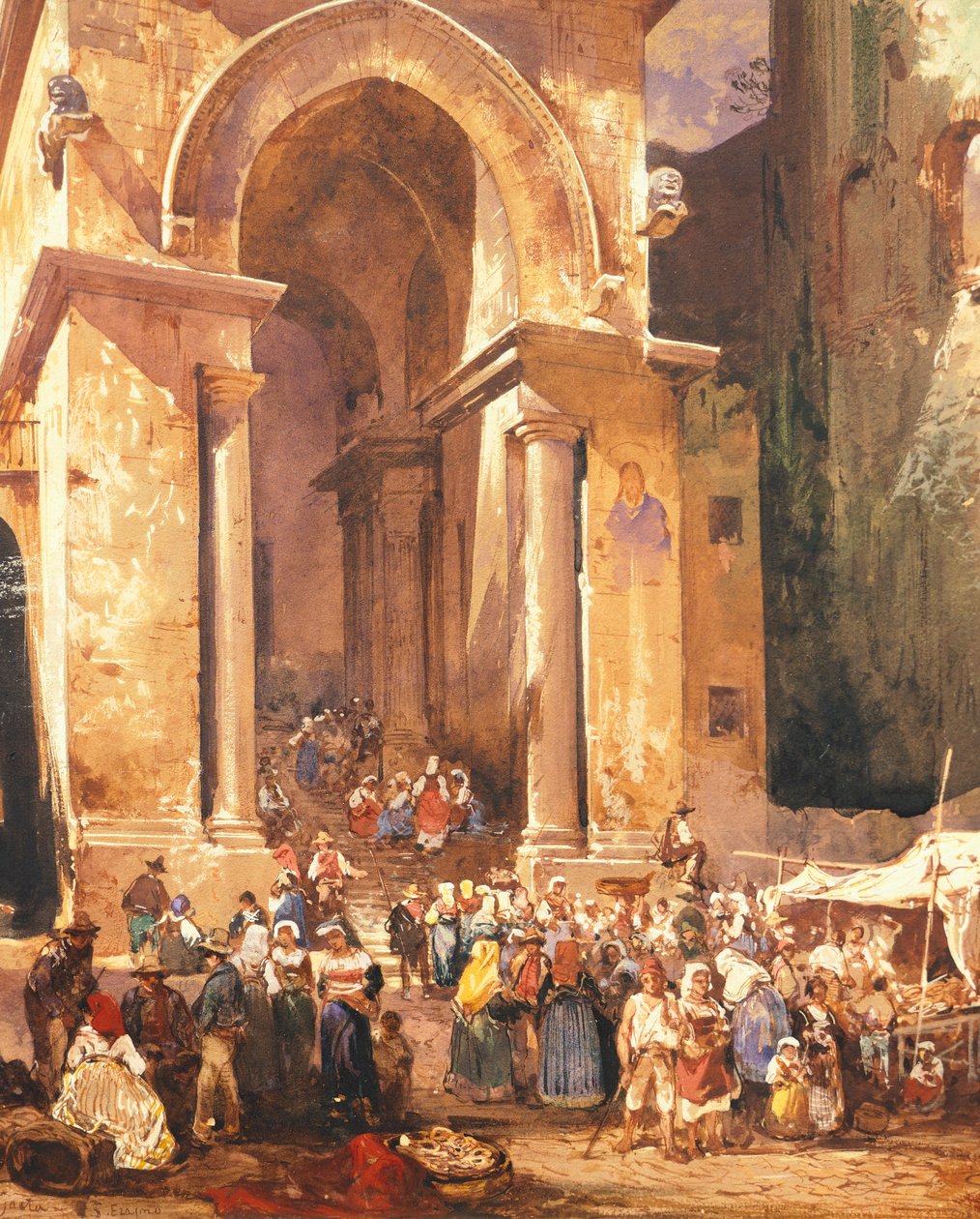 Tür des Glockenturms von St. Erasmus in Gaeta, von Giacinto Gigante (1806-1876), Italien von Giacinto Gigante