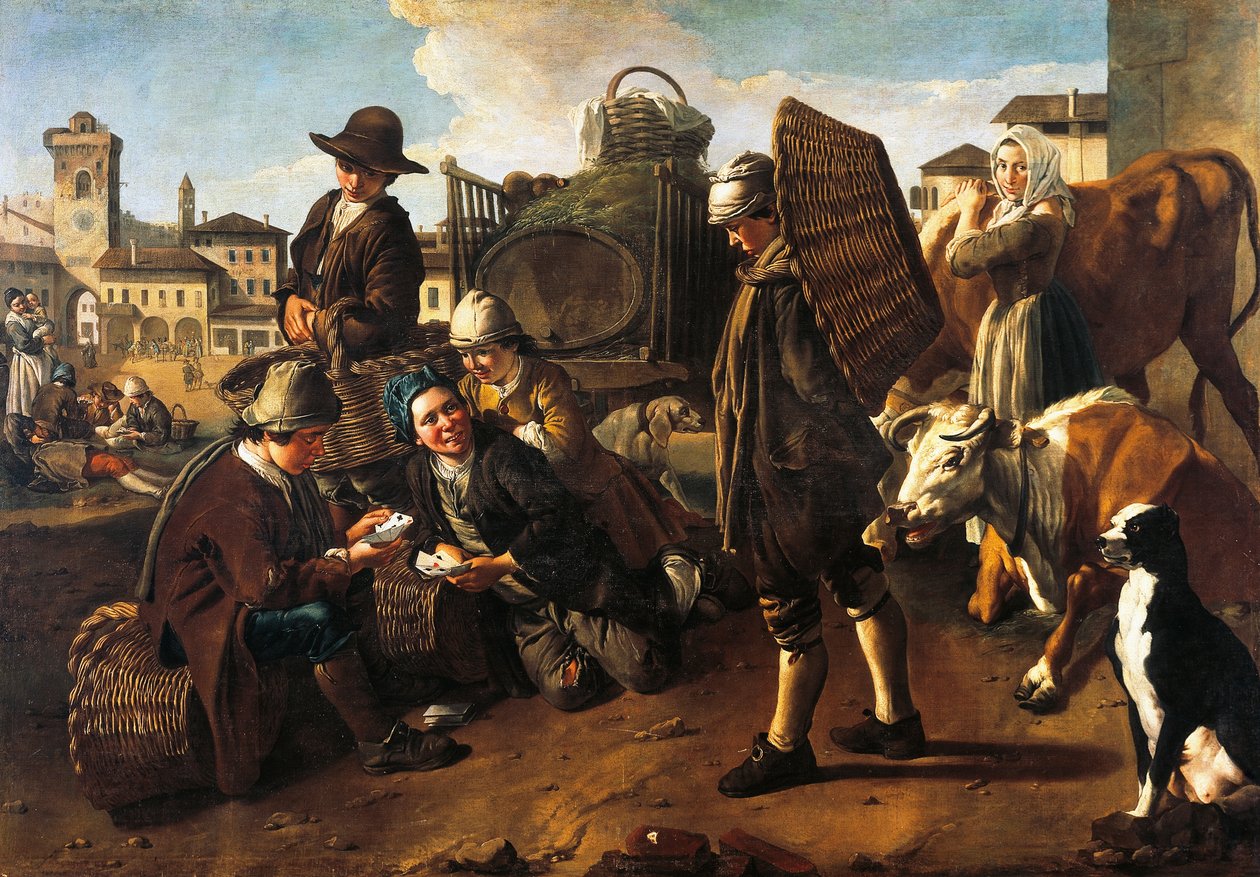 Marktszene, von Giacomo Ceruti, bekannt als Pitocchetto von Giacomo Ceruti