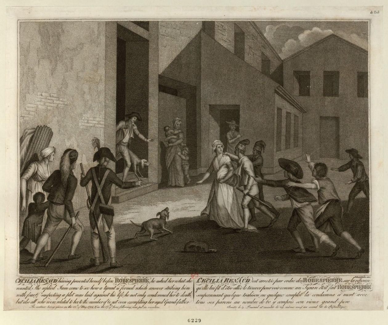 Die Verhaftung von Cécile Renault am 22. Mai 1794 in der Wohnung von Robespierre, ca. 1798 von Giacomo Aliprandi
