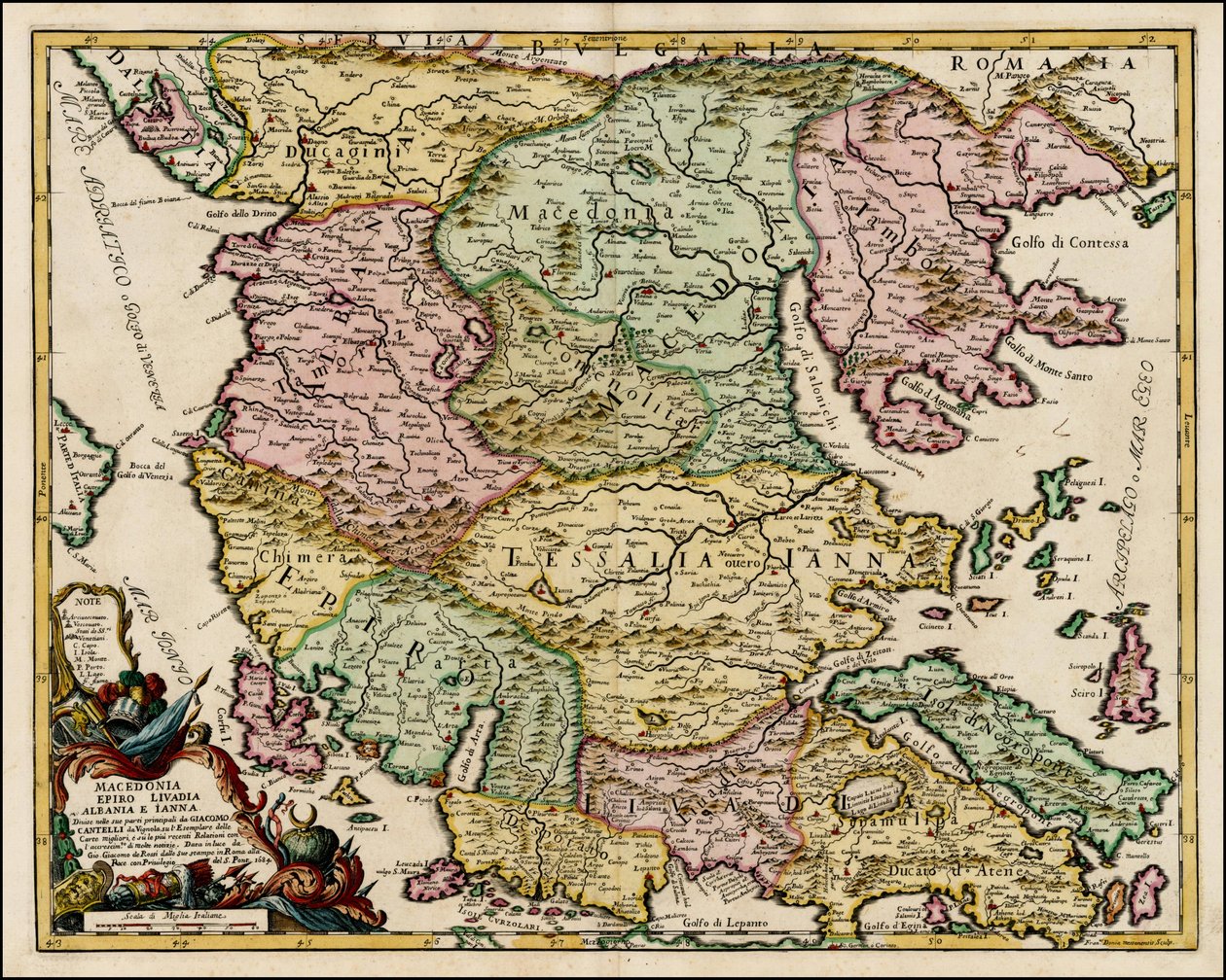 Karte von Makedonien und Thessalien 1684 von Giacomo Cantelli da Vignola von Giacomo Cantelli