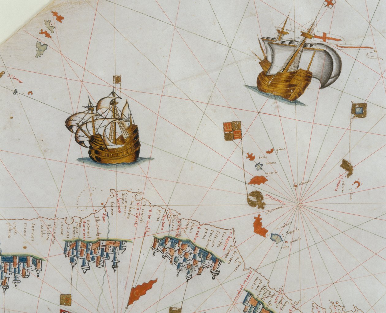 Eine nautische Karte, (Detail) der Kanarischen Inseln, 1564 von Giacomo Maggiolo