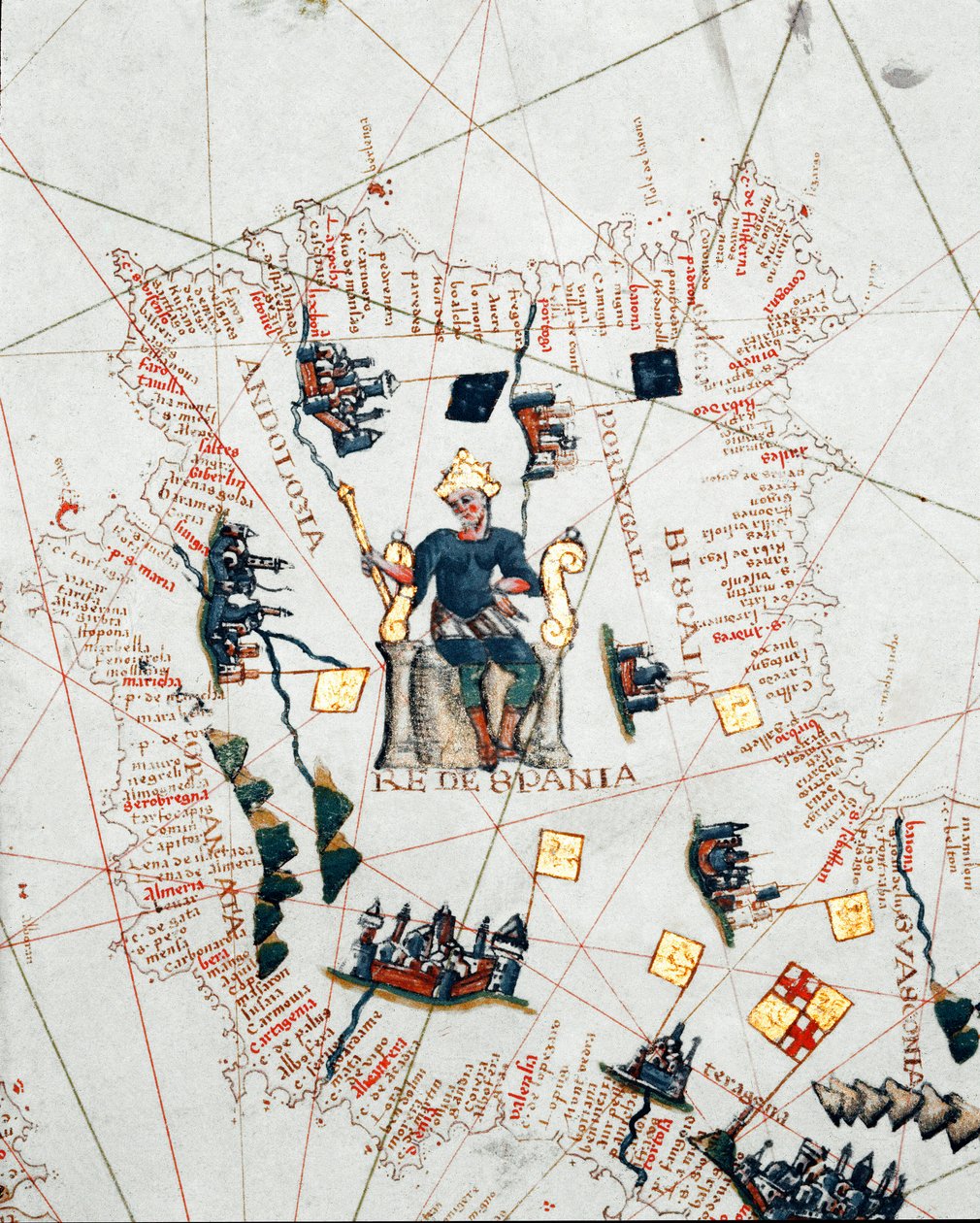 Darstellung des Königs von Spanien und der Küsten Europas und Nordafrikas von Giacomo Maggiolo