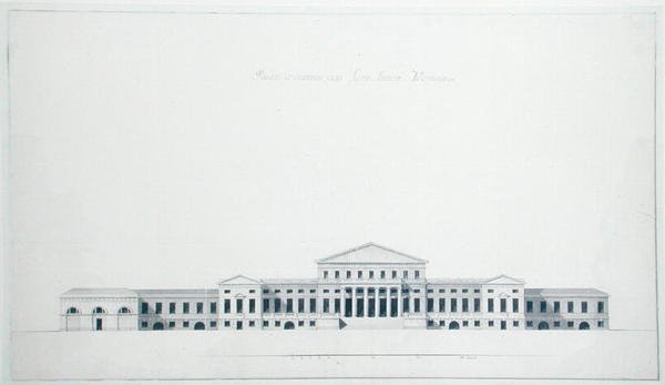 Plan für die Residenz von Prinz Jussupow am Fluss Fontanka, St. Petersburg (vom Gartenseite gesehen) von Giacomo Quarenghi