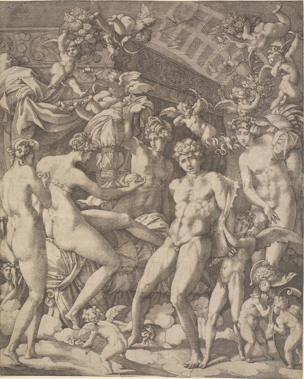 Venus und Mars mit Amoretten und drei Grazien von Gian Jacopo Caraglio