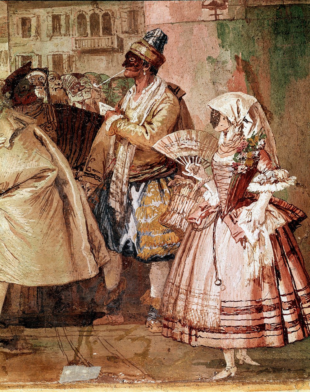 Venezianische Masken (Detail) von Giandomenico  Tiepolo