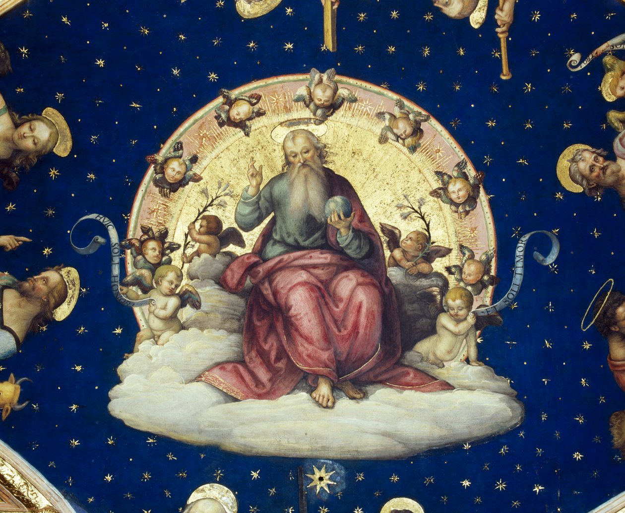 Segnender Gott in Herrlichkeit, Detail aus Szene aus Geschichten des Lebens von Johannes dem Täufer von Giannicola di Paolo