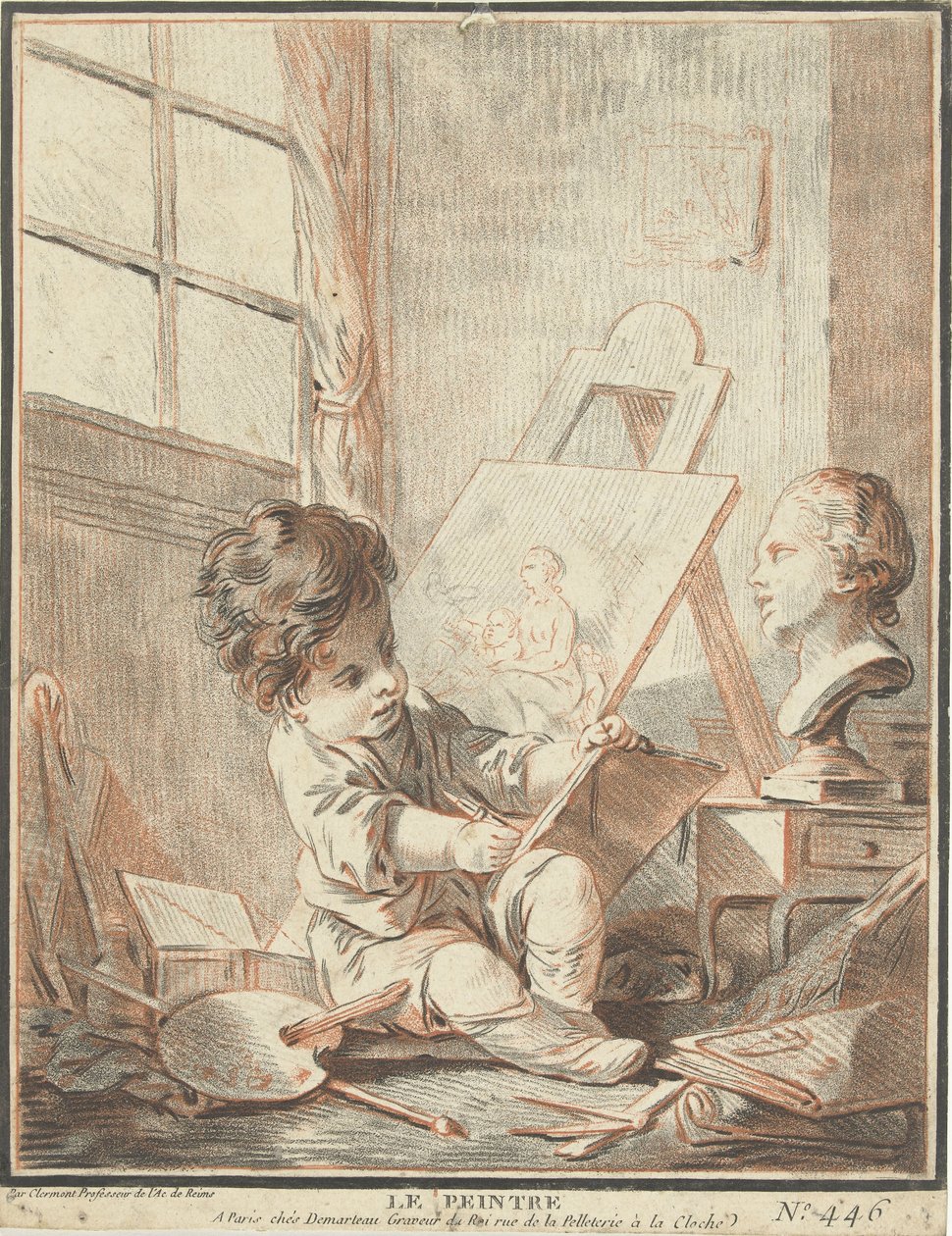 Kind als Maler im Atelier von Gilles Demarteau