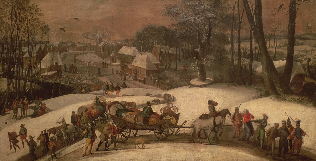 Eine Militärexpedition im Winter, um 1590 von Gillis Mostaert