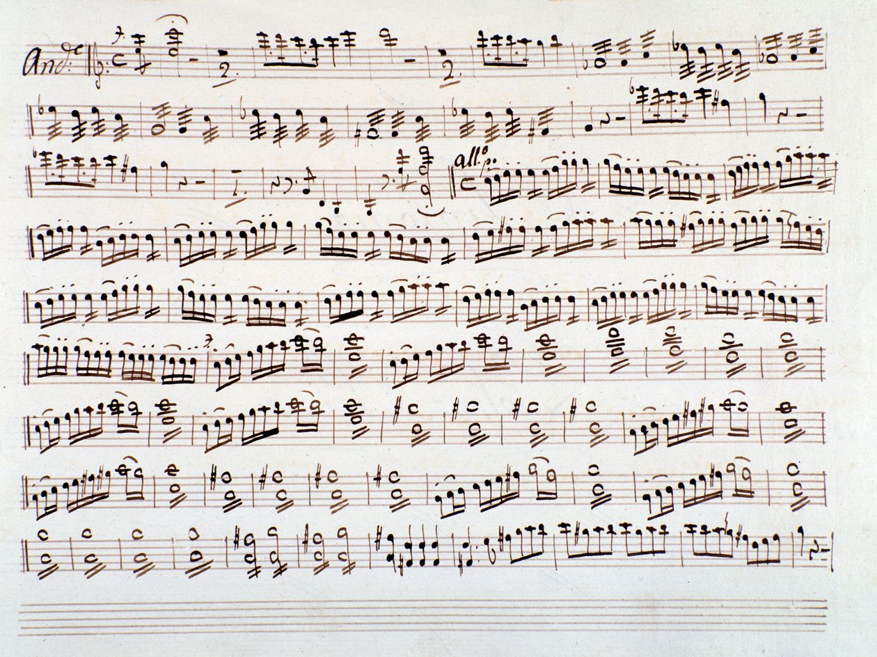 Seite der Violinstimme für eine Symphonie von Gioacchino Rossini von Gioachino Rossini