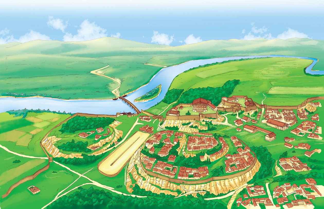 Antikes Rom (archaisch): Ansicht der Stadt Rom im 6. Jahrhundert v. Chr. von Giorgio Albertini