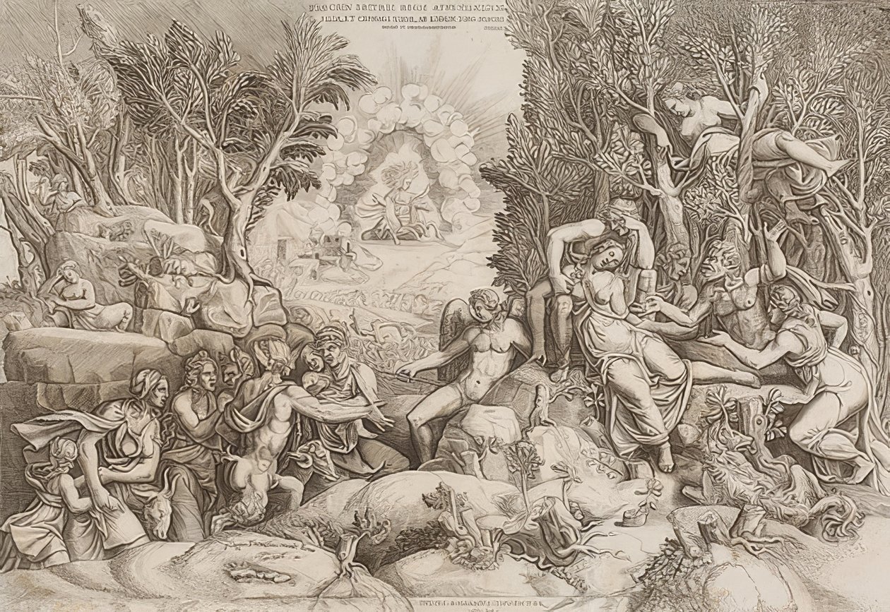 Kephalos trauert um Prokris (nach einer Zeichnung von Giulio Romano) von Giorgio Ghisi