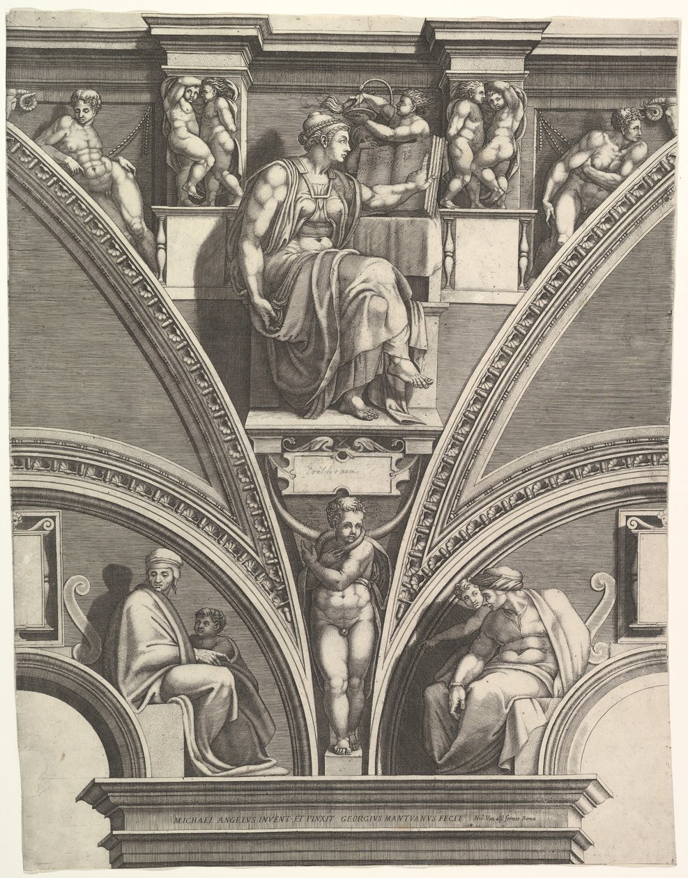 Die eritreische Sibylle, aus der Serie der Propheten und Sibyllen in der Sixtinischen Kapelle, 1570-75 von Giorgio Ghisi
