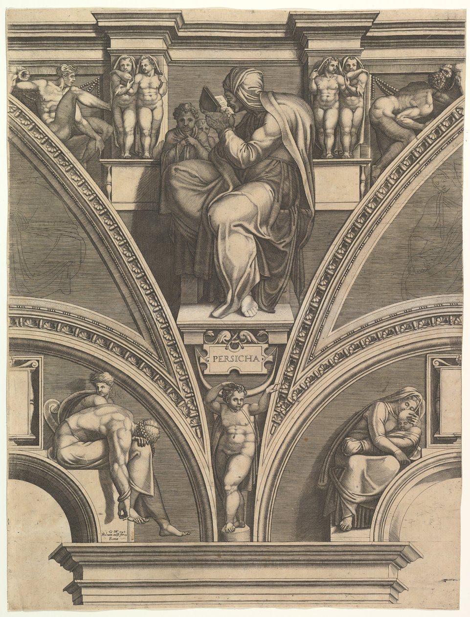 Die persische Sibylle, aus der Serie der Propheten und Sibyllen in der Sixtinischen Kapelle von Giorgio Ghisi