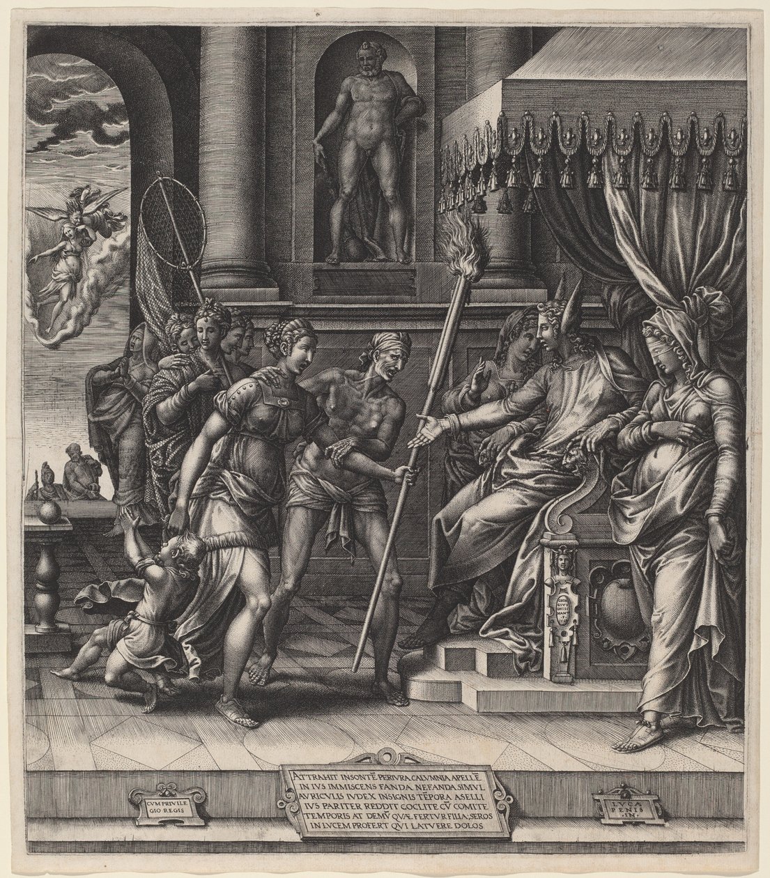 Die Verleumdung des Apelles von Giorgio Ghisi after Luca Penni
