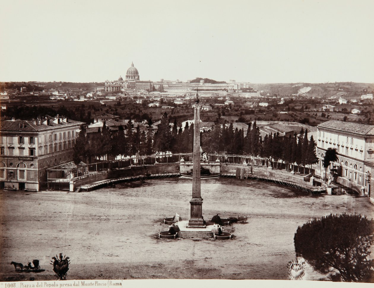 Ansicht der Piazza del Popolo vom Pincio (oder Pincio-Hügel), Rom von Giorgio Sommer