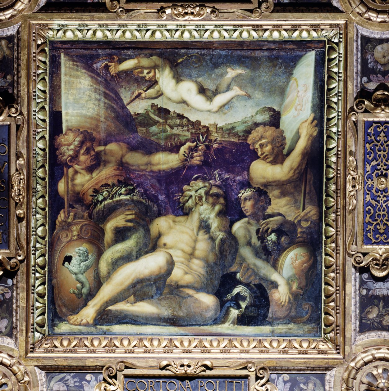 Allegorie der Regionen Cortona und Montepulciano von der Decke des Salone dei Cinquecento, 1565 von Giorgio Vasari