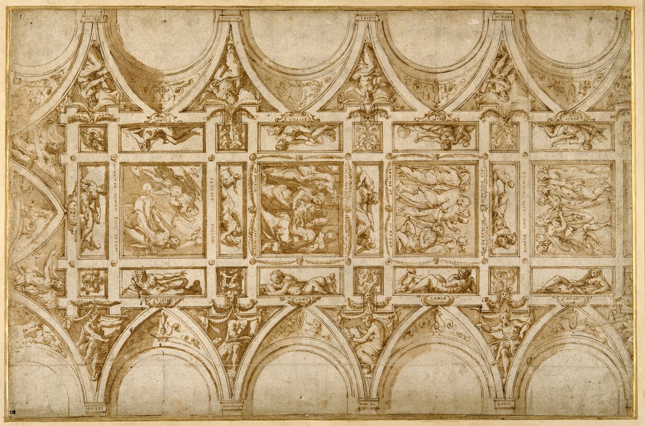 Entwurf für die Decke des Refektoriums des Jesuitenkollegs in Cortona von Giorgio Vasari